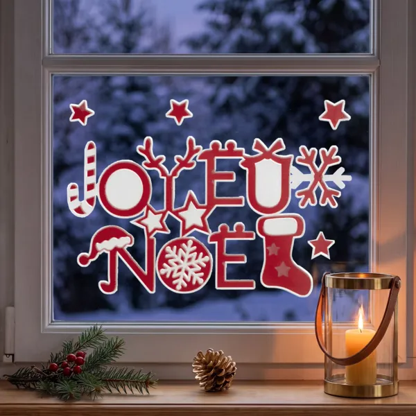 Sticker pour vitre Joyeux No�l rouge