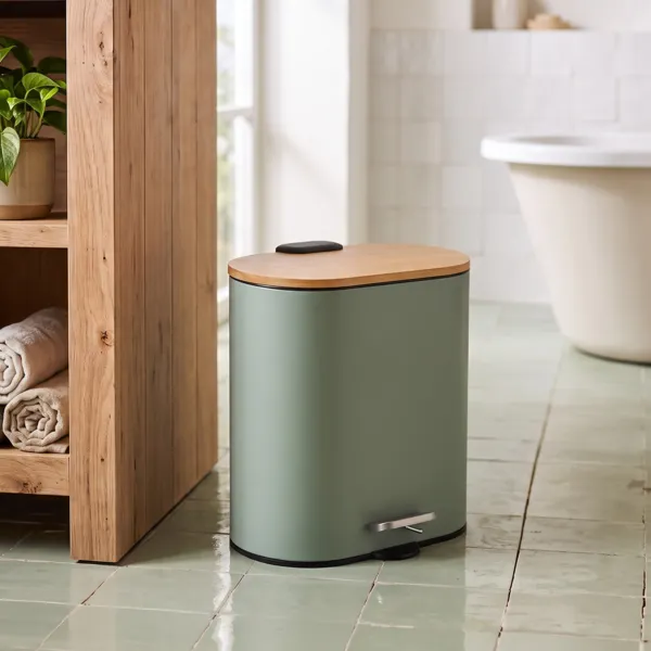 Cestino per il bagno in bamb� con chiusura rallentata Tempo Verde eucalipto
