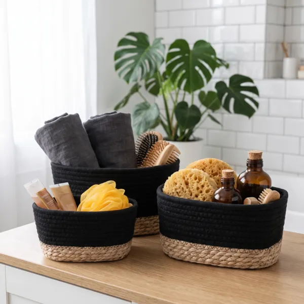 Lot de 3 paniers de rangement (H13 cm) Timeless Noir
