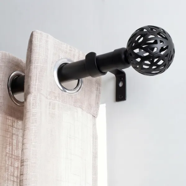 Kit de barra extensible para cortina  (L210 - L380 cm / D19 mm) Vintage Negro mate