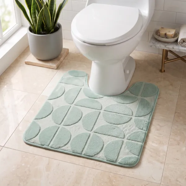 Tappeto per wc con memoria di forma (45 x 50 cm) Motivo Verde eucalipto