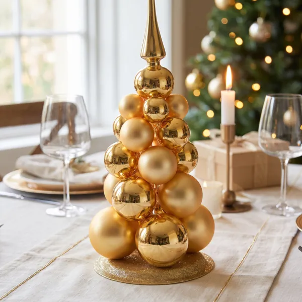 Alberello da tavolo decorativo (H32 cm) Palline di Natale Oro chiaro