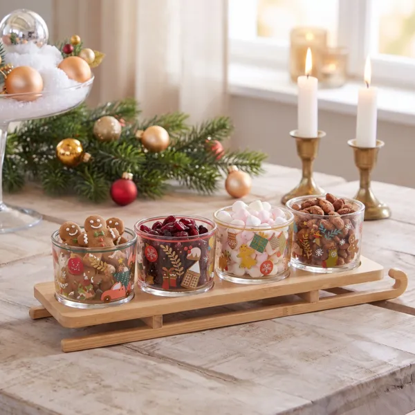 Dienblad en 4 kommen (32 x 8,5 cm) Snoepjes slee Multicolor