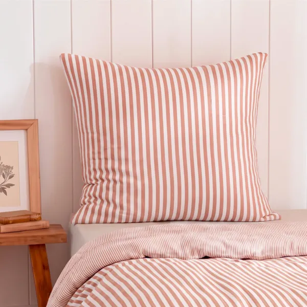 Quadratischer Musselin-Kopfkissenbezug (80 x 80 cm) Ga�a gestreift Apricot