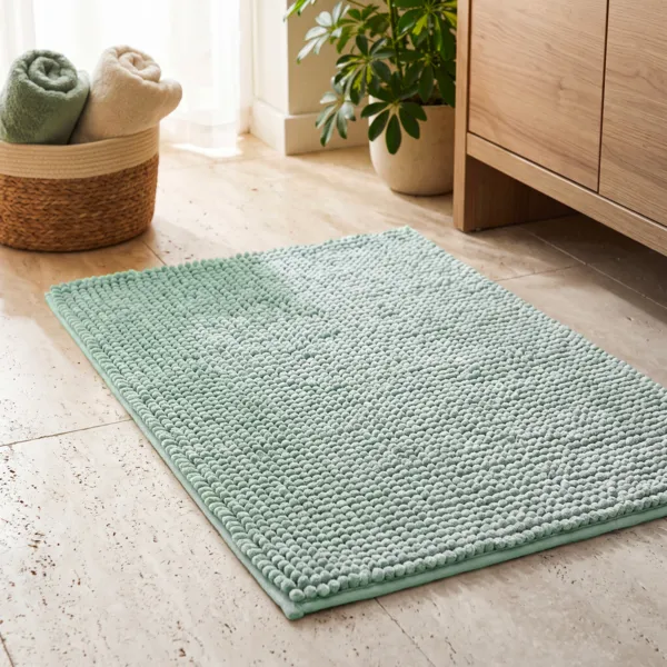 Tapis de bain microfibre (45 x 75 cm) Boules Vert eucalyptus