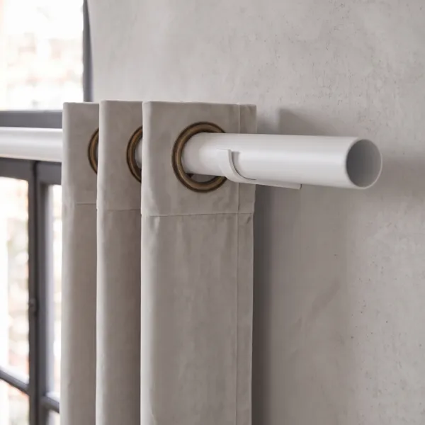 Barra de cortina metal extensible (L185 - 350 cm / D28 mm) Lino Blanco mate