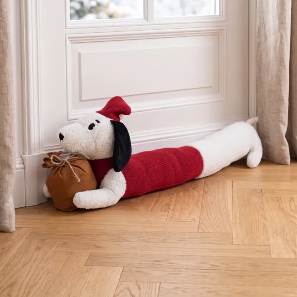 Coussin de No�l bas de porte (82 x 20 cm) Nano chien blanc