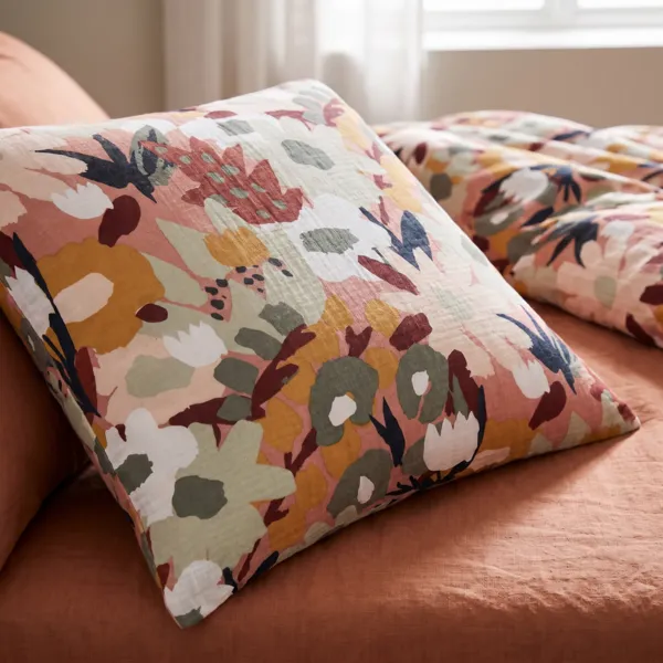 Funda de almohada cuadrada en gasa de algodón (60 x 60 cm) Azel Multicolor