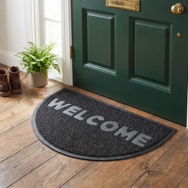Tappeto d'ingresso demi-lune PVC (75 cm) Welcome Nero