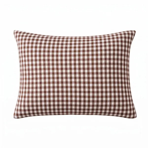 Taie d'oreiller rectangulaire gaze de coton (50 x 70 cm) Ga�a vichy Brun