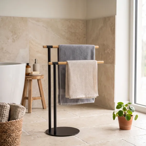 Porta asciugamani (H77cm) Bamb� Nero