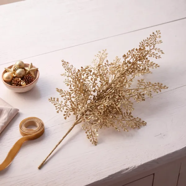 Branche de feuilles (H68 cm) Peuplier pailleté Or