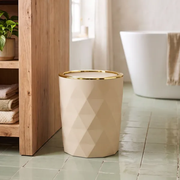 Cubo de basura para ba�o goma 6L Rubby Beige