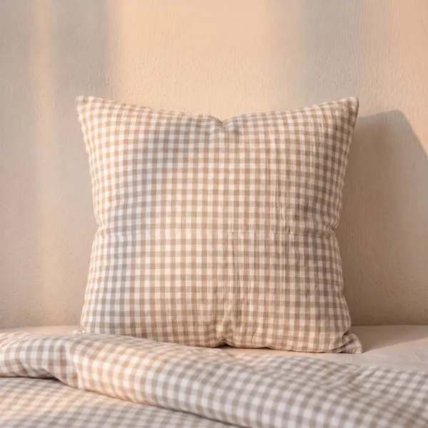 Federa per cuscino quadrata in garza di cotone (60 x 60 cm) Ga�a Vichy Corda
