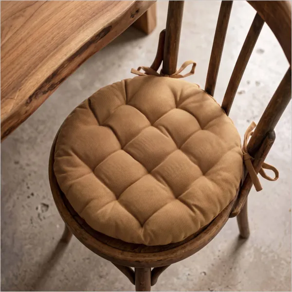 Cuscino rotondo per sedia in cotone (40 cm) Pixel Camel