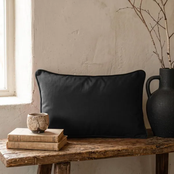 Coussin rectangulaire coton (30 x 50 cm) Pixel Noir