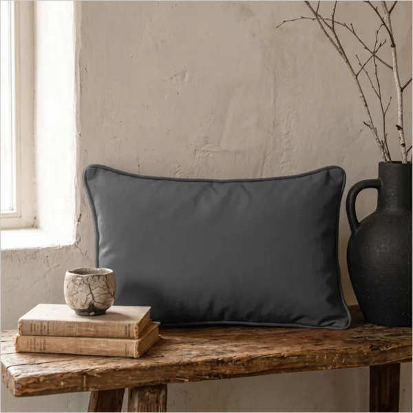 Coussin rectangulaire coton (30 x 50 cm) Pixel Gris anthracite