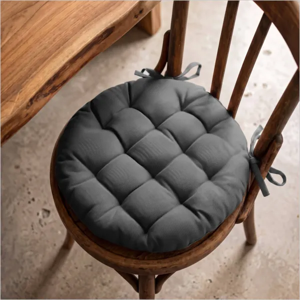Cuscino rotondo per sedia in cotone (40 cm) Pixel Grigio antracite