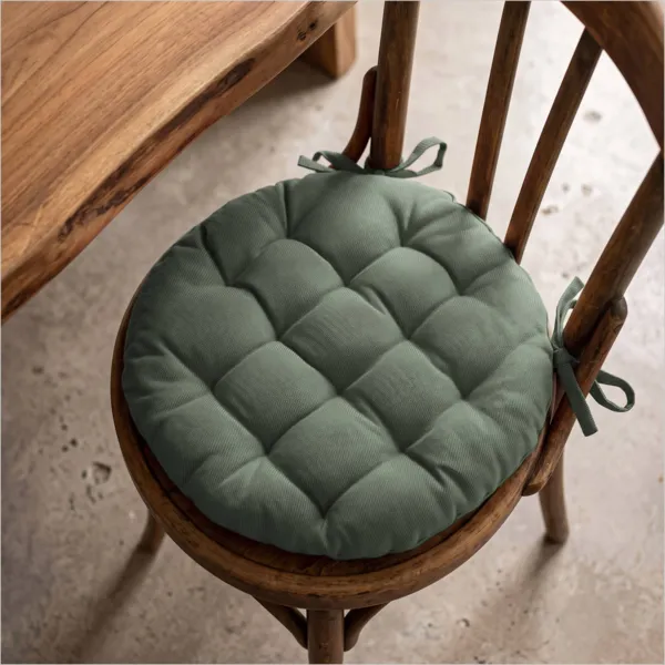 Cuscino rotondo in cotone per sedia (40 cm) Pixel Verde cachi