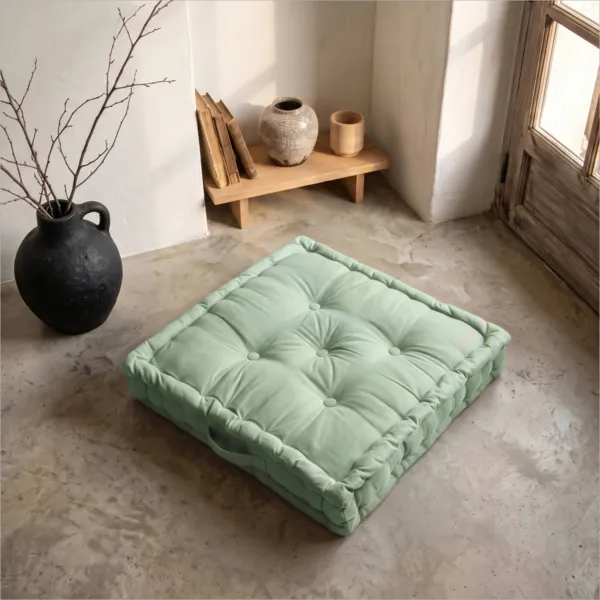 Coj�n de suelo en algod�n (50 x 50 cm) Pixel Verde menta