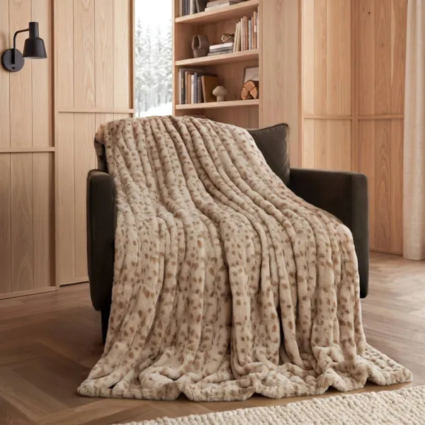 Kunstfellplaid (180 x 210 cm) Yari Cremewei� gesprenkelt