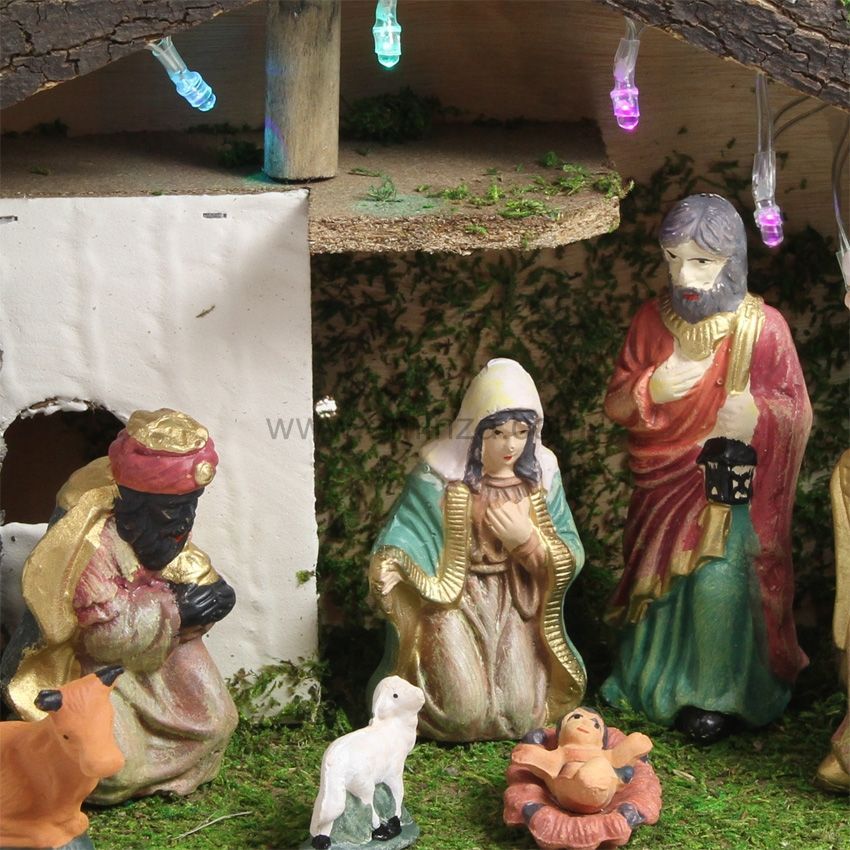 - - Weihnachtskrippe beleuchtete Saint-David & Eminza Figuren Komplette Krippen