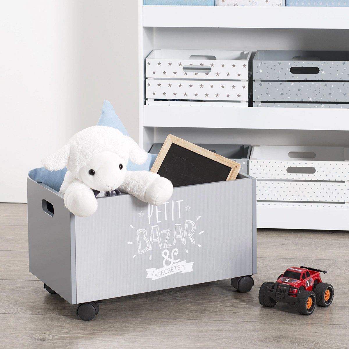 Caja para juguetes con ruedas Oxo Gris - Mueble infantil - Eminza