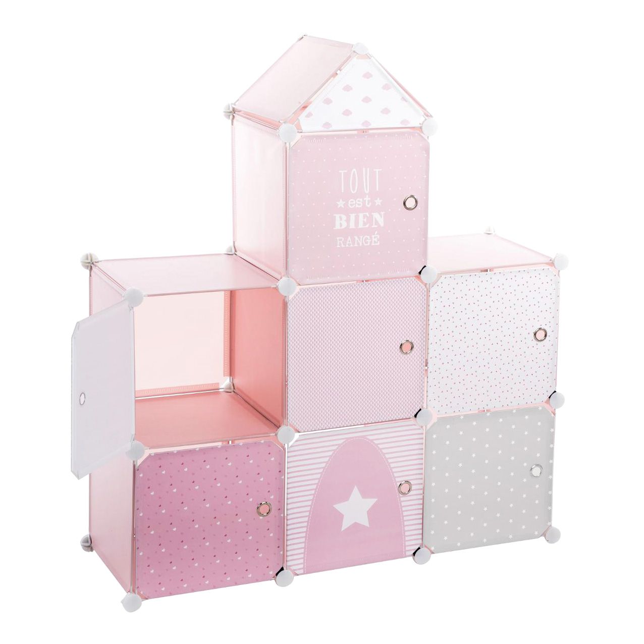 Rangement enfant 3 cubes modulables 30x30 cm little princesse - rose THE  HOME DECO KIDS 48242 Pas Cher 