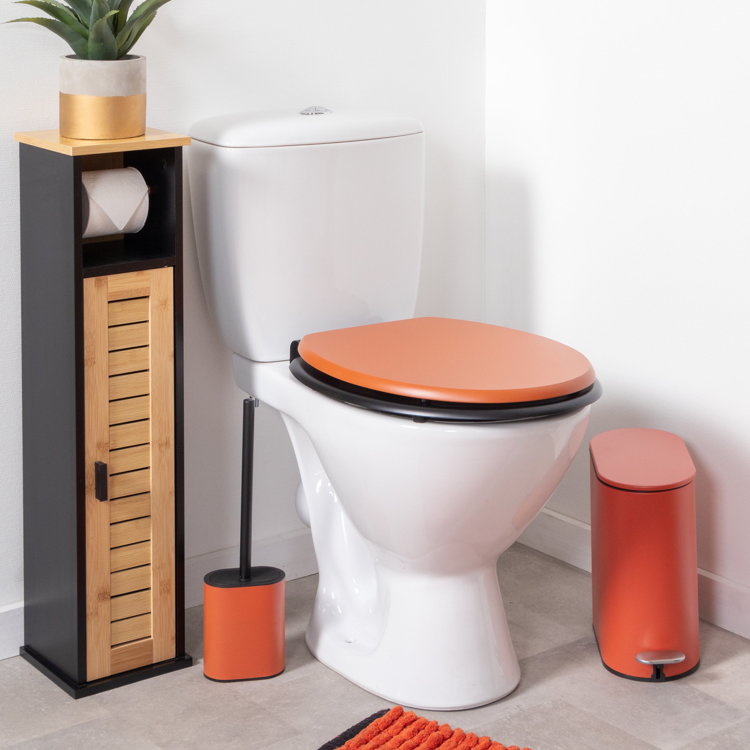 Dérouleur de papier toilette adhésif bambou et corde Easy Chic Naturel -  Déco salle de bain - Eminza
