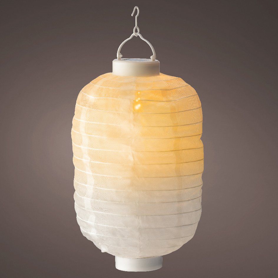 Lanterne funéraire solaire avec LED effet flamme - coloris blanc
