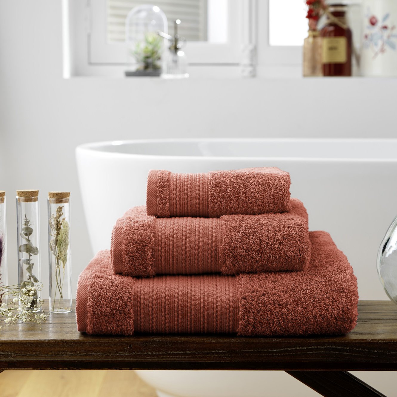 Serviette de bain coton bio (30 x 50 cm) Garance Terracotta - Linge