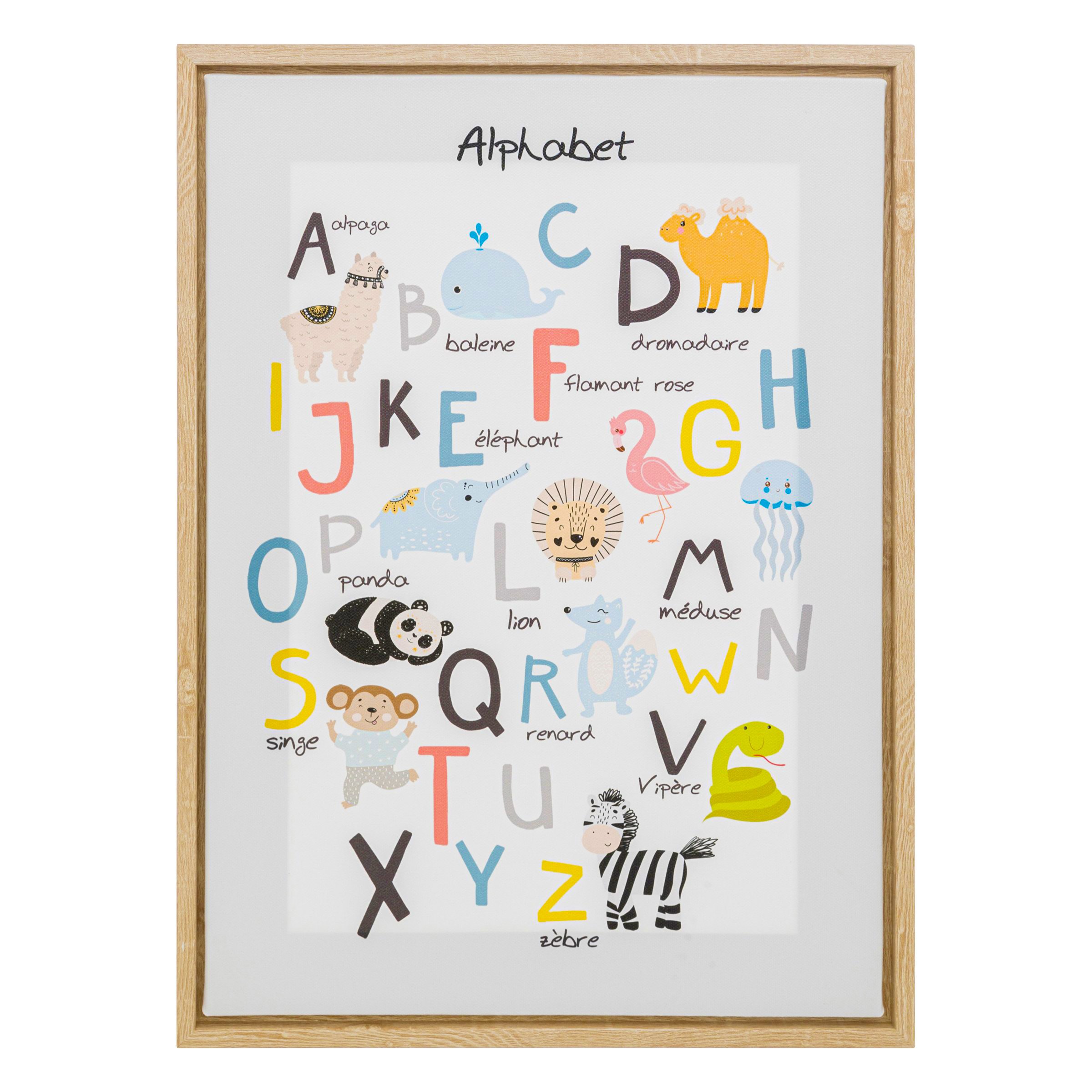 Toile murale enfant Alphabet Multicolore - Déco enfant - Eminza