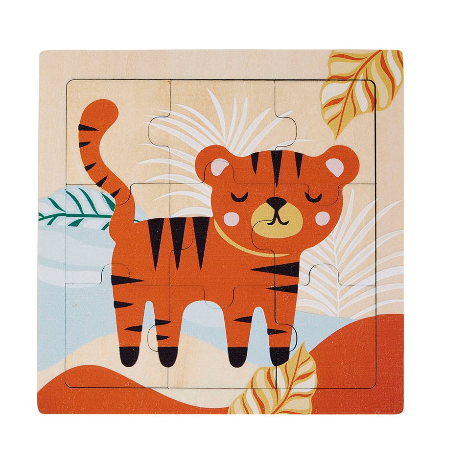 Puzzle bois enfant 9 pièces Tigre Orange - Déco enfant - Eminza