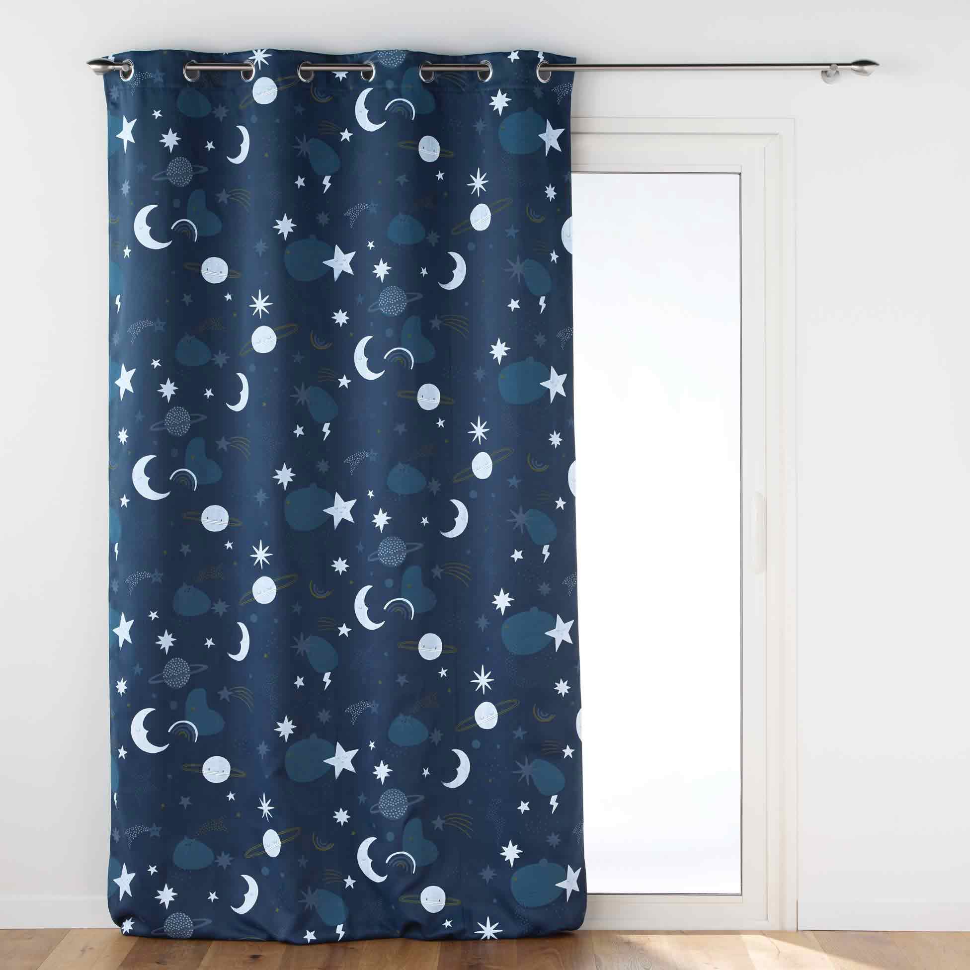 Rideau occultant enfant (140 x 260 cm) Moonlight Bleu - Linge de maison  enfant - Eminza