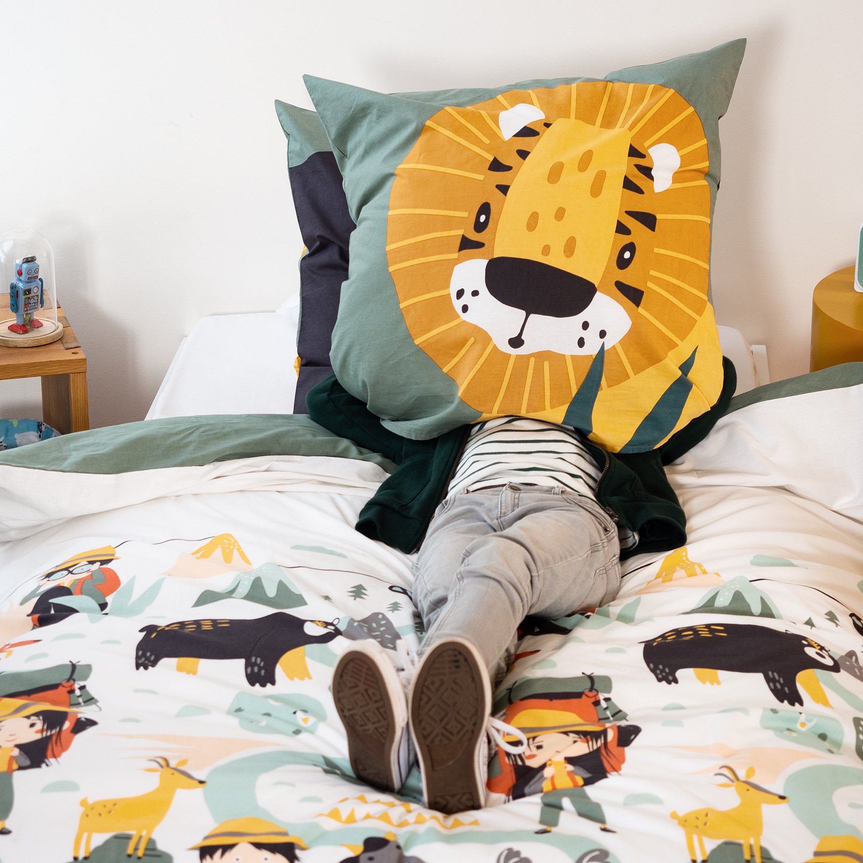 Lion Animal Funda nórdica para niños Funda de cama de dibujos