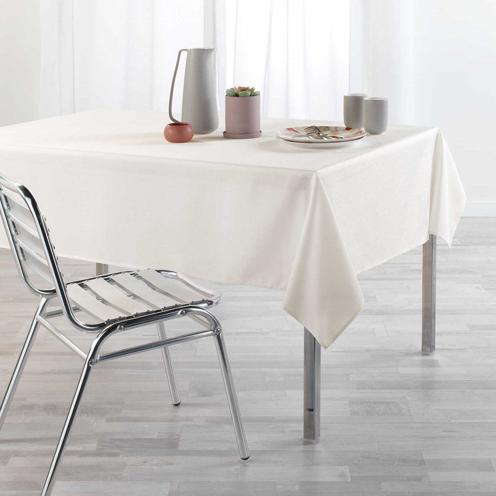 Nappe rectangulaire tissu PVC (L240 cm) Delicia Taupe - Linge de table -  Eminza