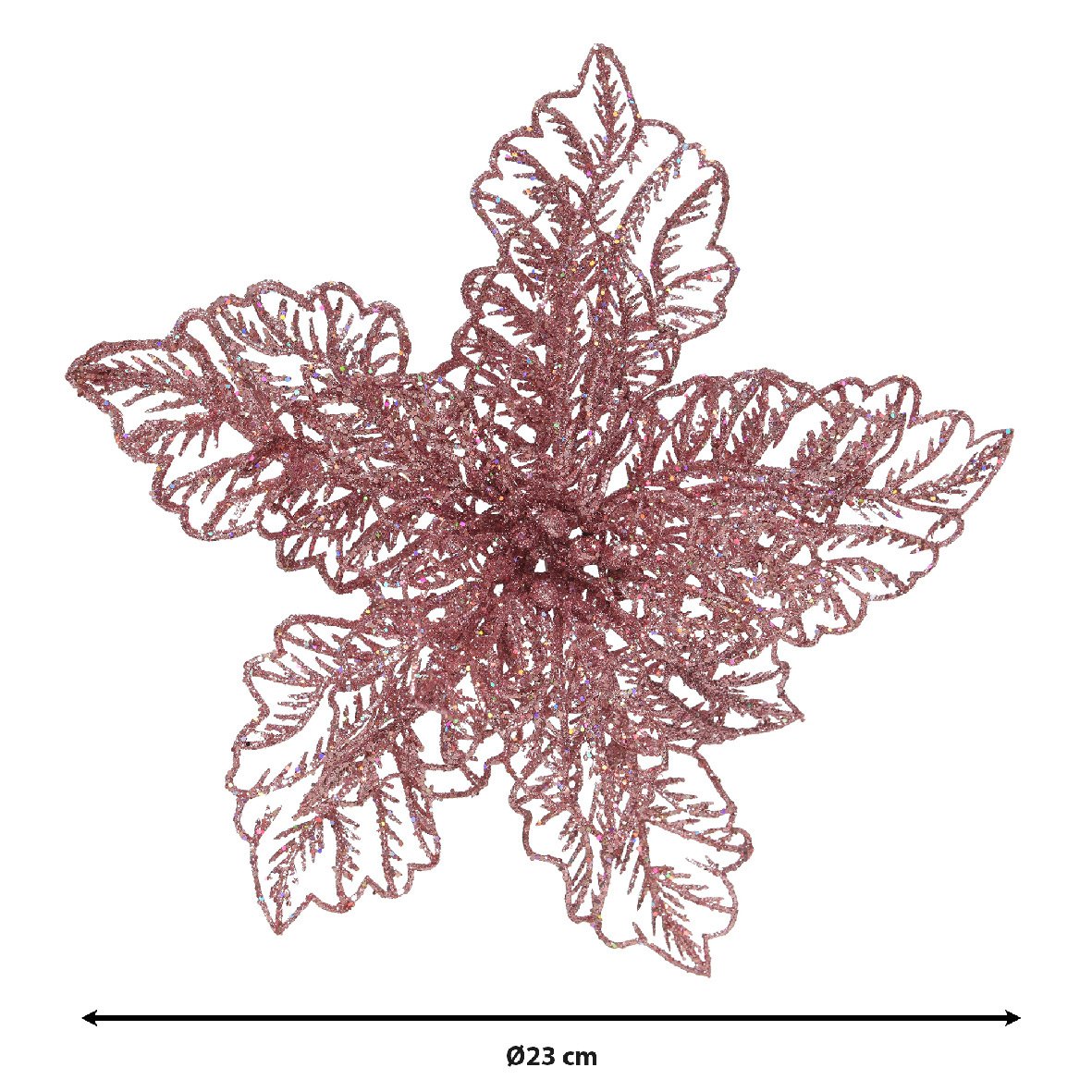 Lot De 6 Grandes Fleurs De Poinsettia Pailletées Pour Noël - Rouge - Décoration De Table, Sapin, Mariage