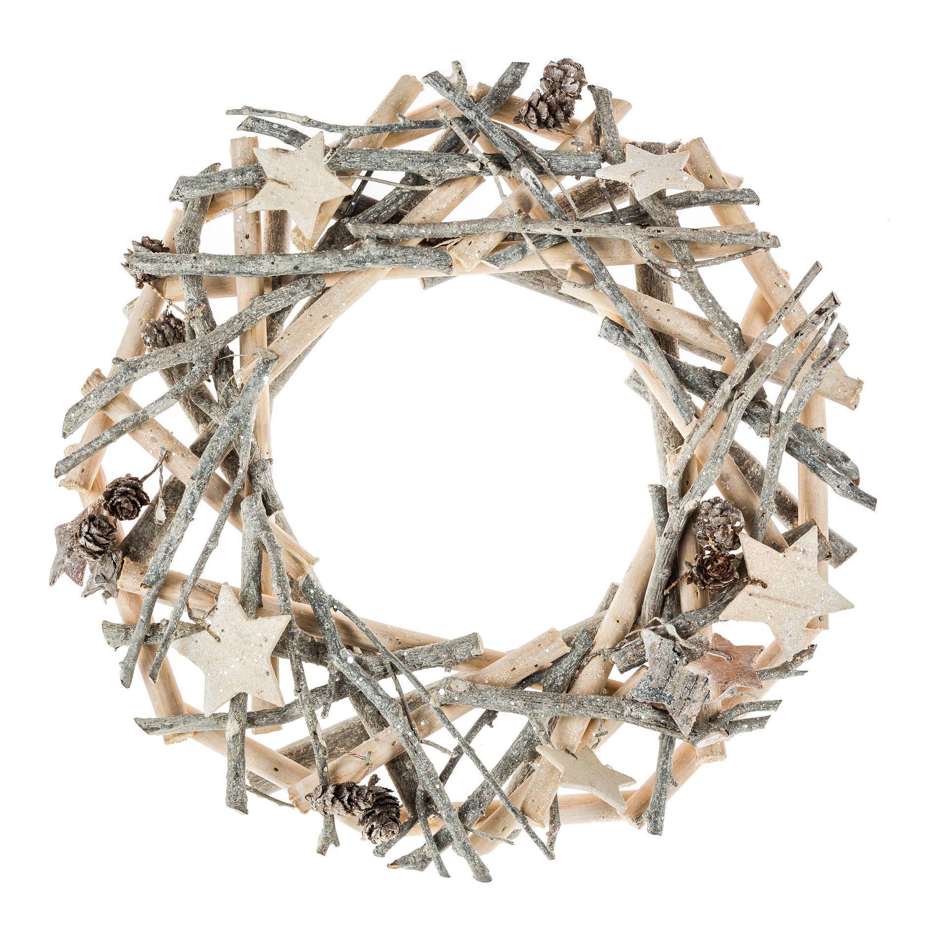 Couronne Décorative En Rotin Naturel XL - Diamètre 45 Cm - Pour Porte Ou Table - Décoration Saisonnière DIY
