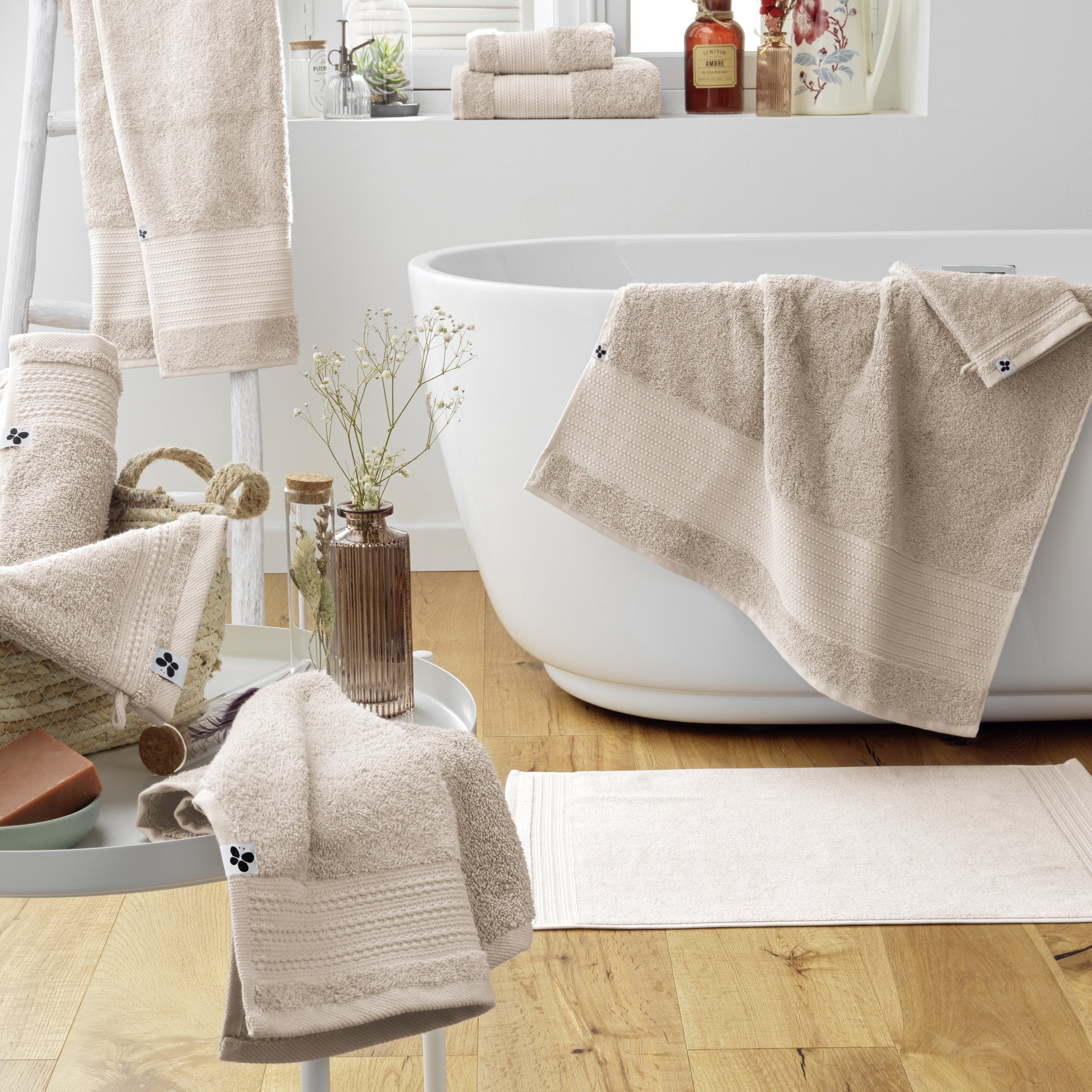 Tappeto da bagno bambù (120 x 50 cm) Leo Beige - Tappeti - Eminza