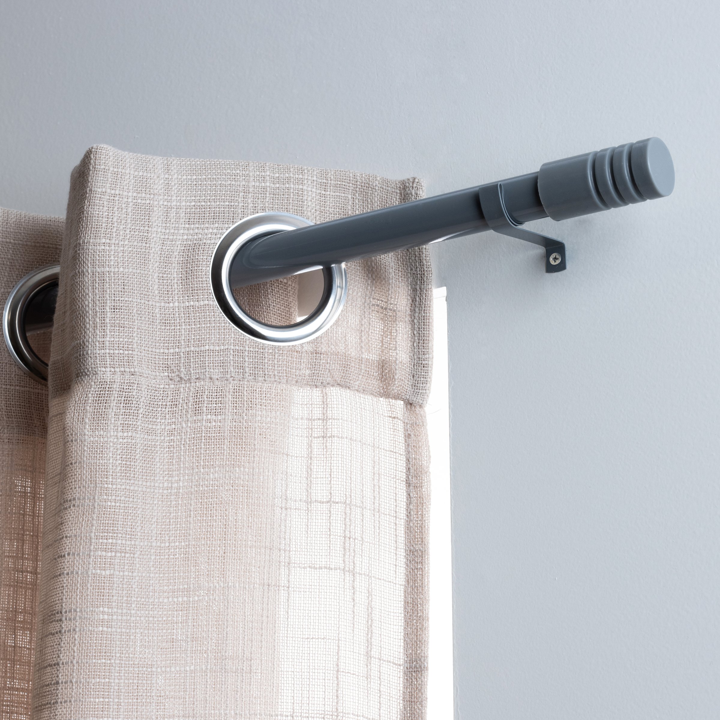 MODE Farmhouse Collection - Set Da 2 Aste Per Tende In Acciaio, Diametro 3,8 Cm, Regolabili, Con Pomoli In Stile Rustico, Per Finestre Da 91 A 183 Cm, Colore Rovere Invecchiato