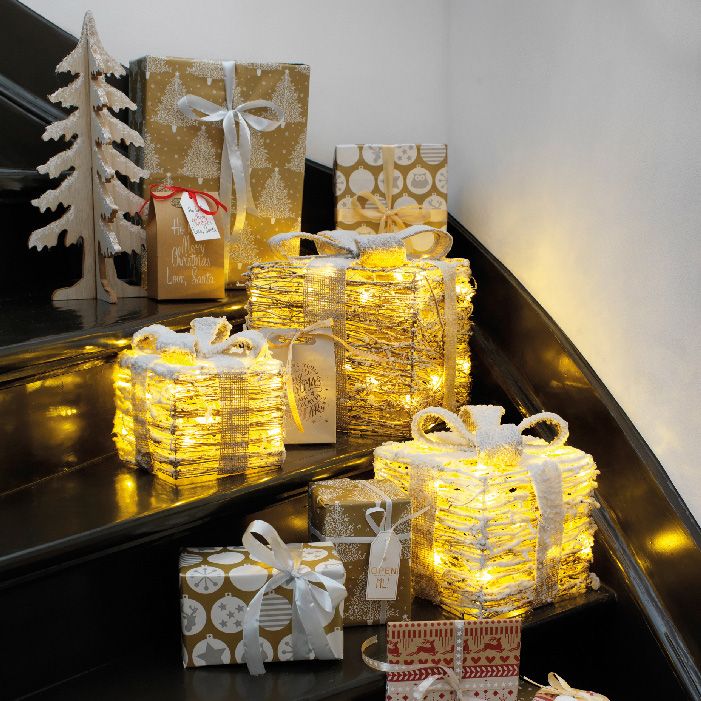 Lot de 3 cadeaux lumineux Altone Blanc chaud 65 LED - Décoration lumineuse  - Eminza