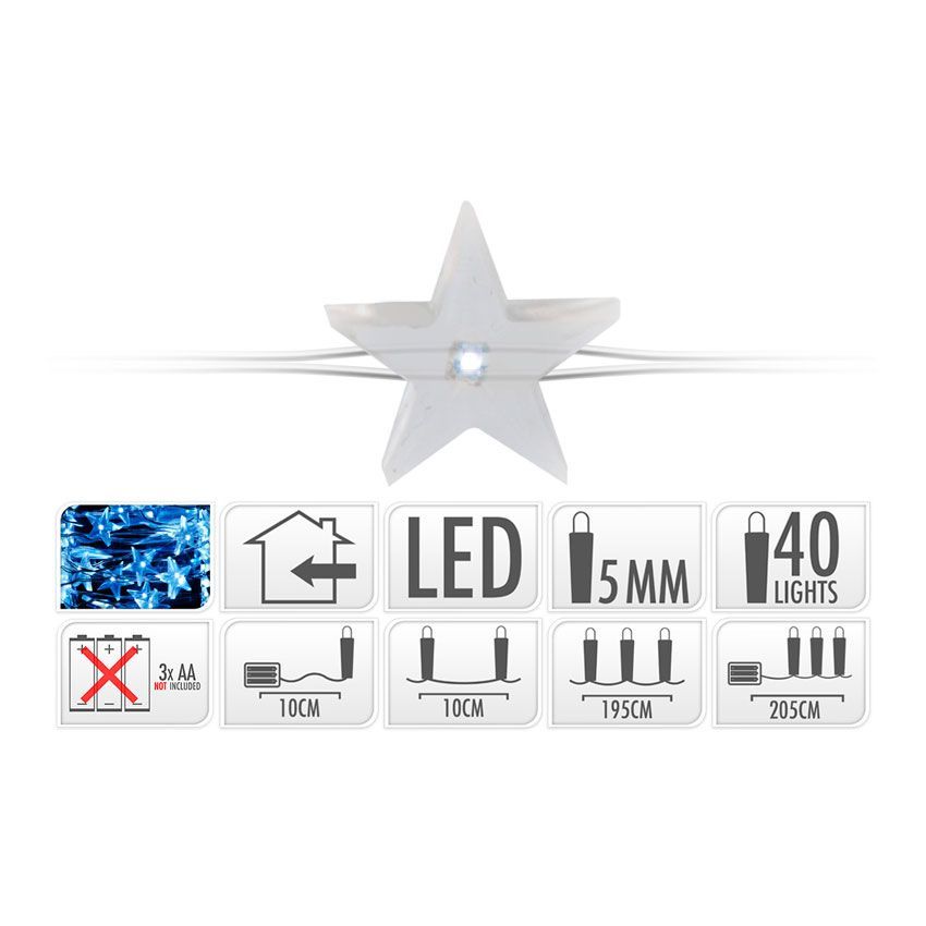 Guirlande lumineuse Étoile Micro LED 1,40 m Blanc chaud 48 LED