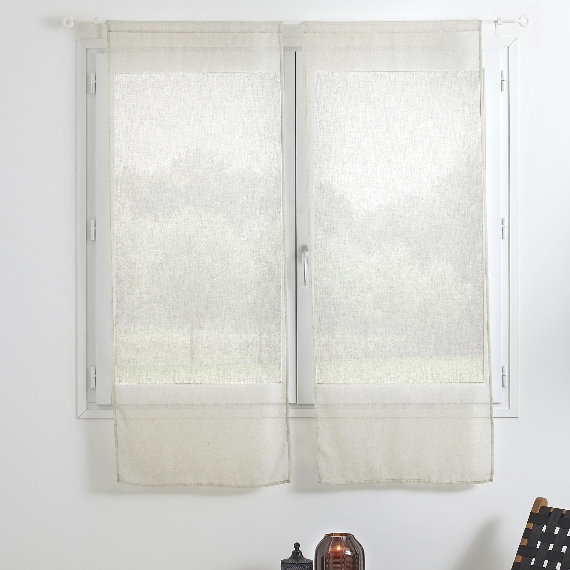 Visillo corto para ventana (60 x 90 cm) Candice Blanco - Cortina/Visillo/  Estor - Eminza