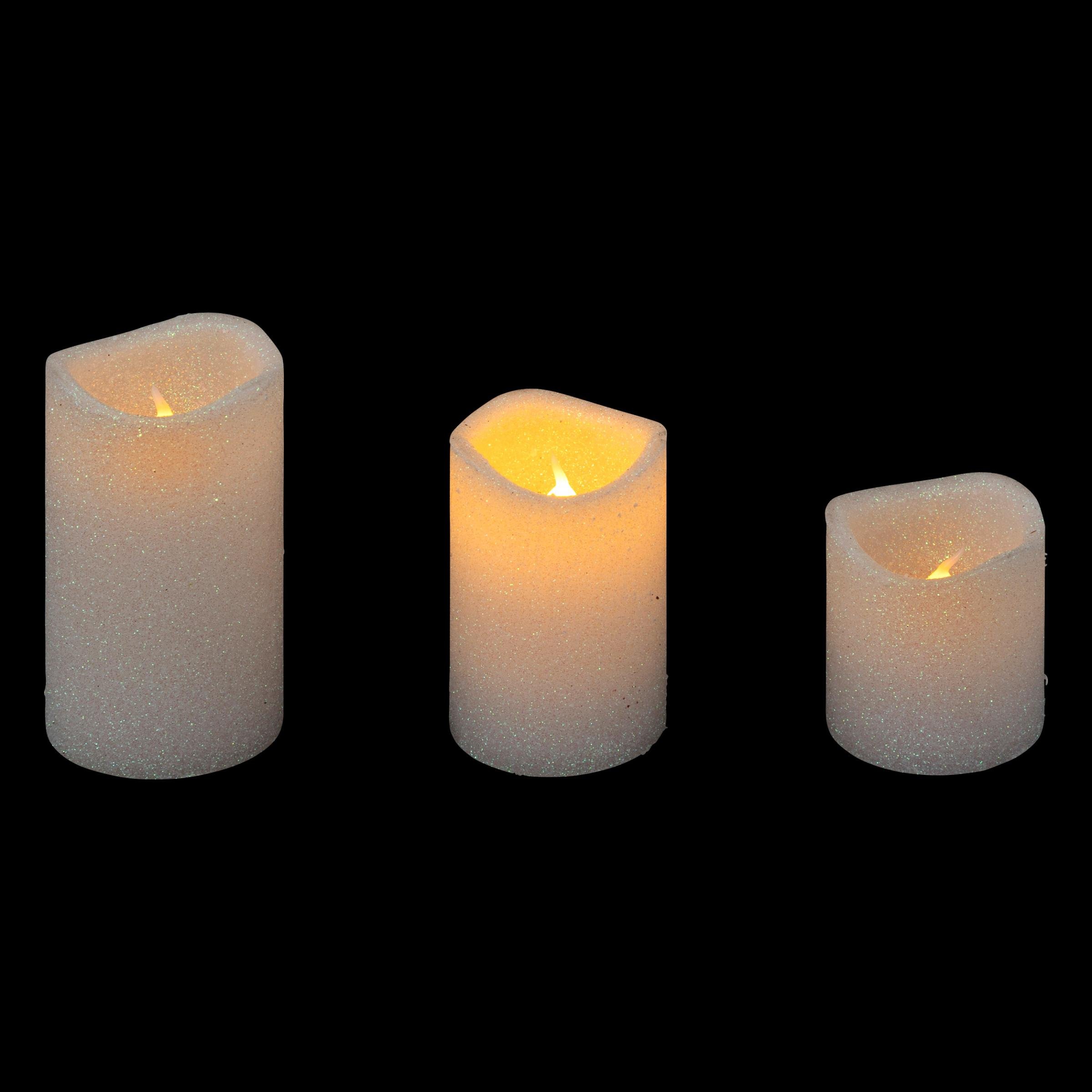 Lot de 3 bougies LED Tronc d'arbre Blanc chaud - Décoration de table de  fête - Eminza