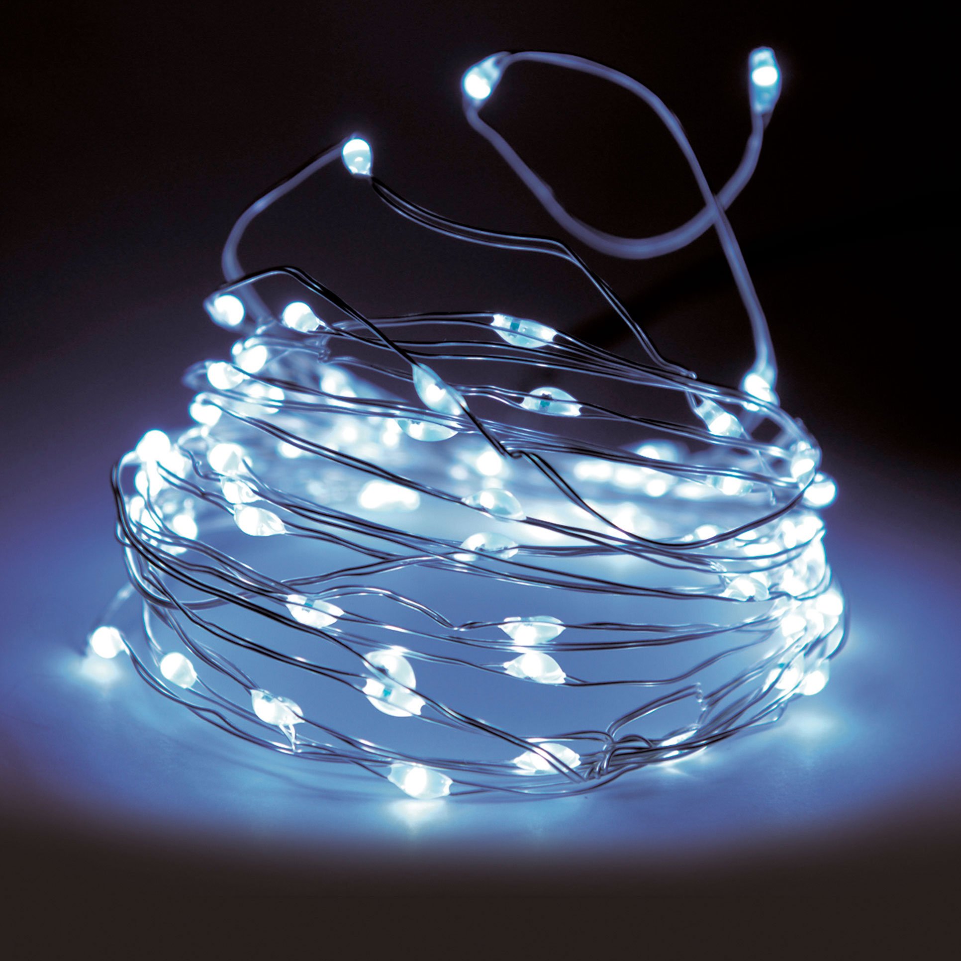 Guirlande lumineuse Micro LED 2 m Blanc froid 40 LED CA à piles -  Décoration lumineuse - Eminza