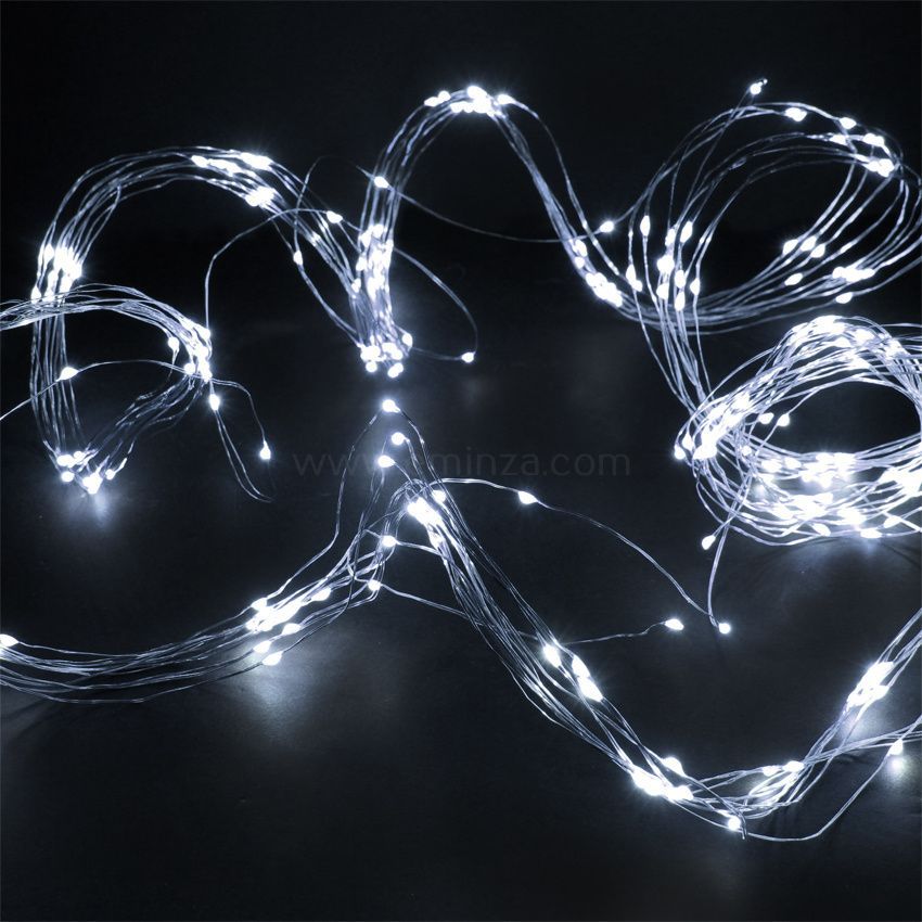 Guirlande lumineuse à piles mini boules 1,5M 20 LED blanc froid câble noir  timer Konstsmide