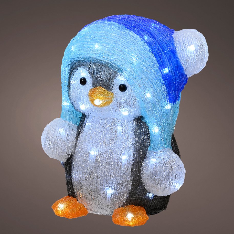 ACTUEL Figurine lumineuse 30 LED pingouin 25 cm blanc froid