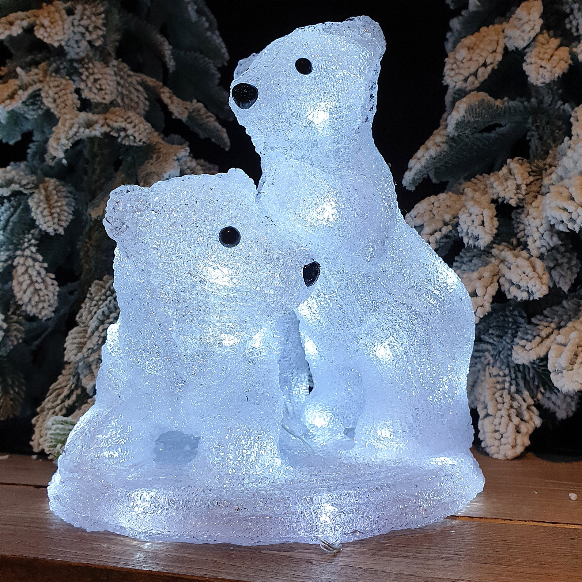 Ours lumineux et son bébé Blanc froid 56 LED - Décoration lumineuse - Eminza
