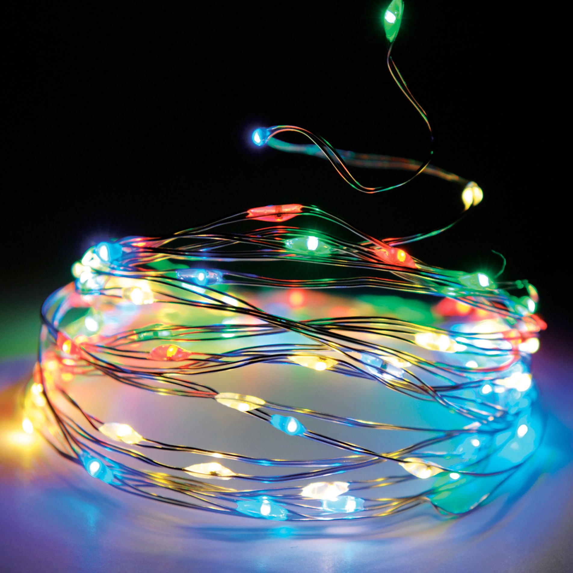 Guirlande lumineuse Micro LED 5 m Multicolore 100 LED CA à piles -  Décoration lumineuse - Eminza