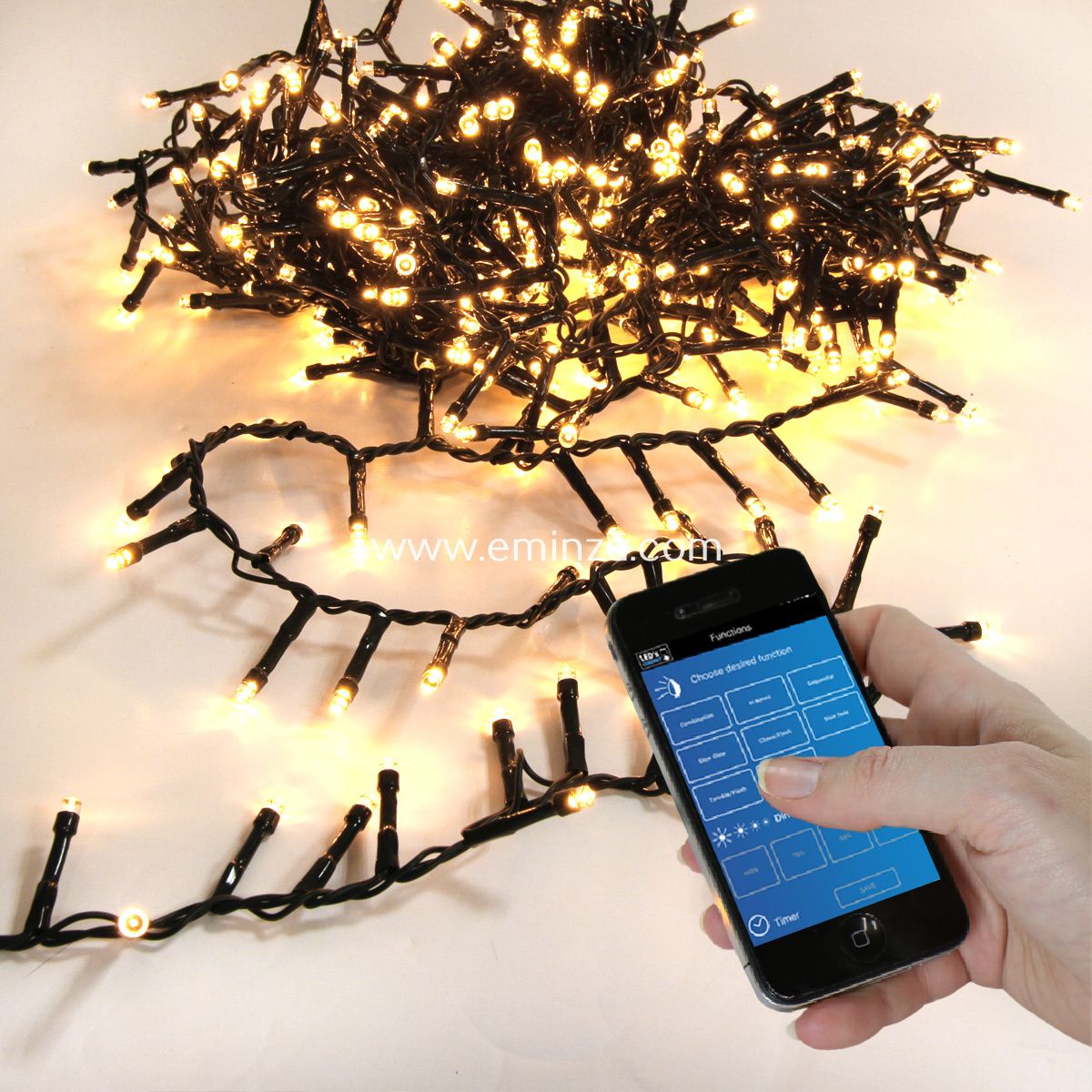 Guirlande lumineuse Bluetooth 16 m Blanc chaud 800 LED - Décoration  lumineuse - Eminza